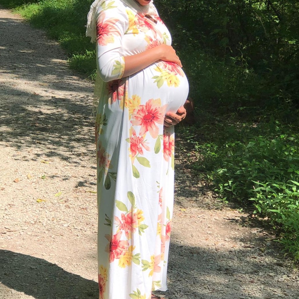 Sexy V neck Wrapped Ruched Maternity Dress